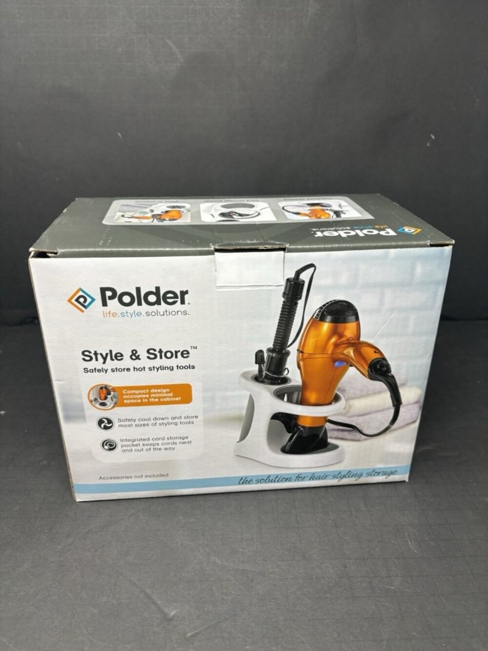 Polder Style & Store Hair and Beauty Hot Tool Storage Organizer Station New